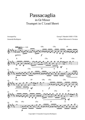 Passacaglia - Easy Trumpet in C Lead Sheet in G#m Minor (Johan Halvorsen's Version)