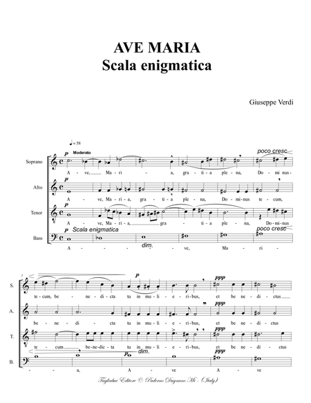 AVE MARIA - Scala enigmatica - G. Verdi - For SATB Choir image number null