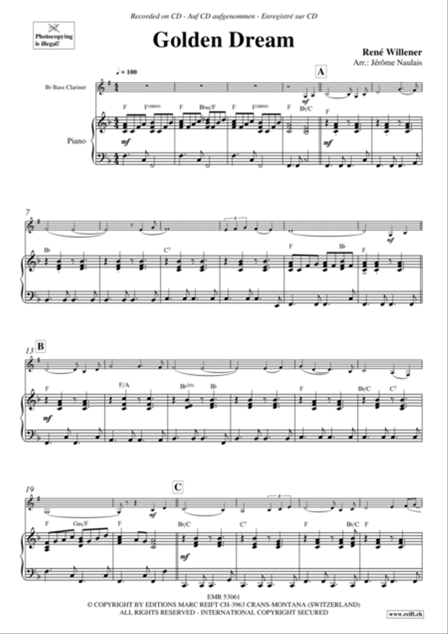 Golden Dream Bass Clarinet scores gallery preview page 3