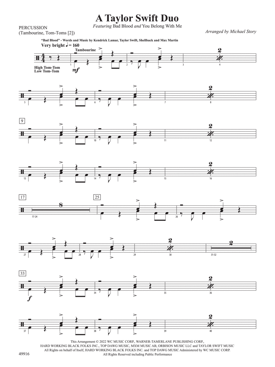 A Taylor Swift Duo: 1st Percussion String Orchestra scores gallery preview page 1