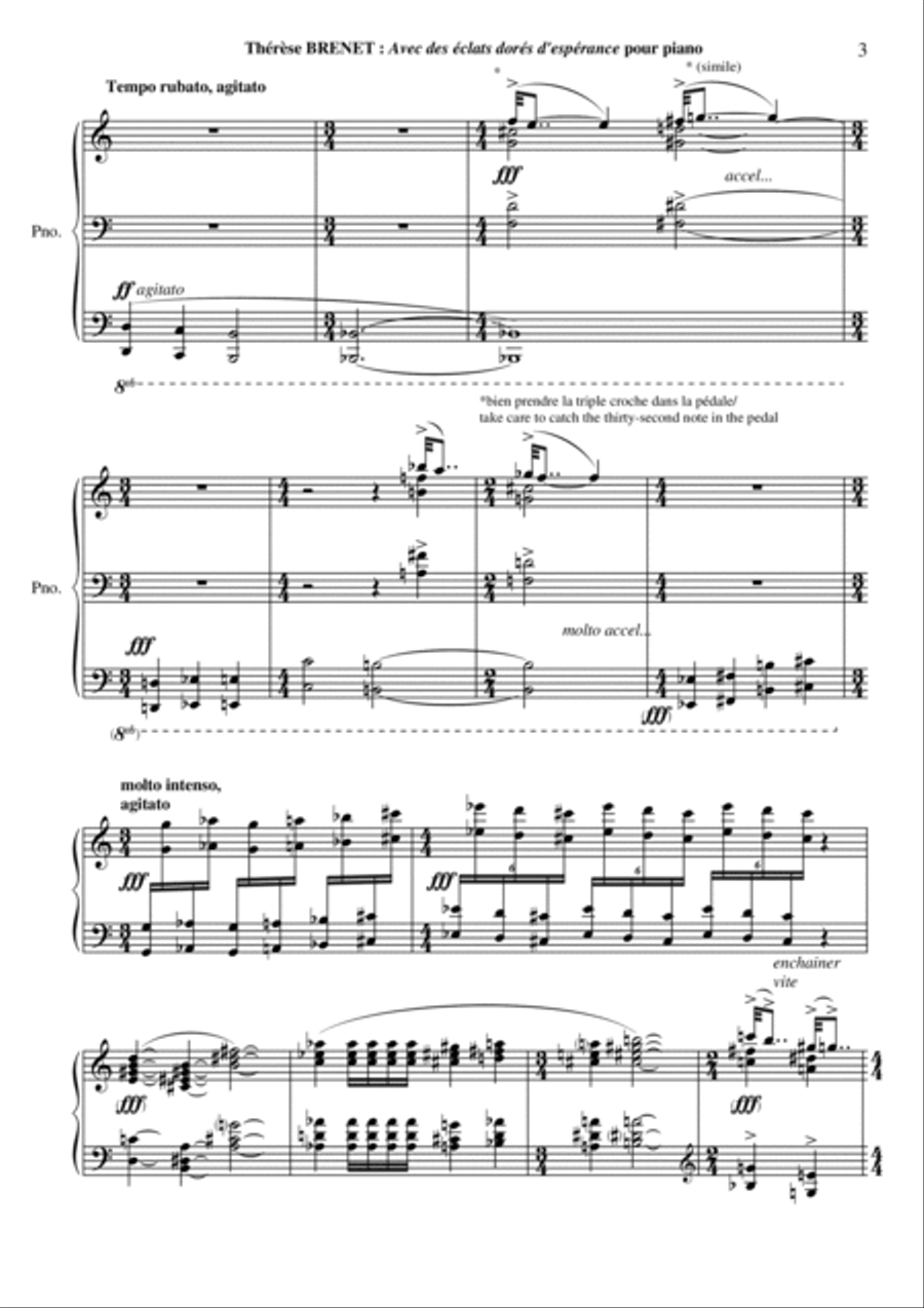 Thérèse Brenet - Avec des éclats dorés d'espérance for piano Piano Solo scores gallery preview page 3