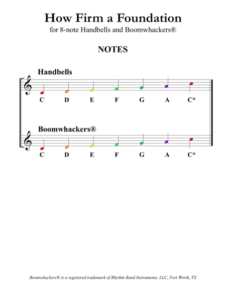How Firm a Foundation (for 8-note Bells and Boomwhackers with Color Coded Notes) image number null