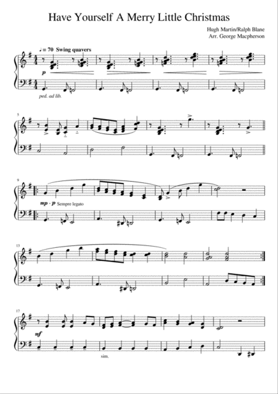 Have Yourself a Merry Little Christmas - Easy Jazz Arrangement Piano Solo scores gallery preview page 1