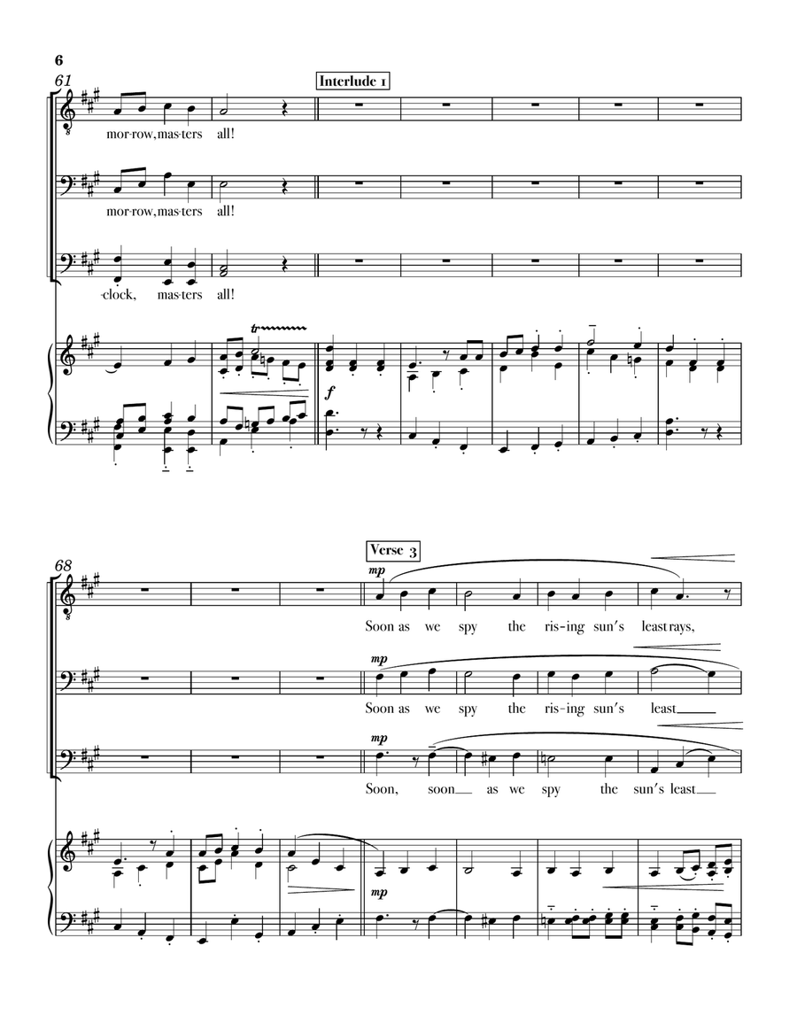 Past Three O'Clock (secular Christmas text) 3-Part scores gallery preview page 6