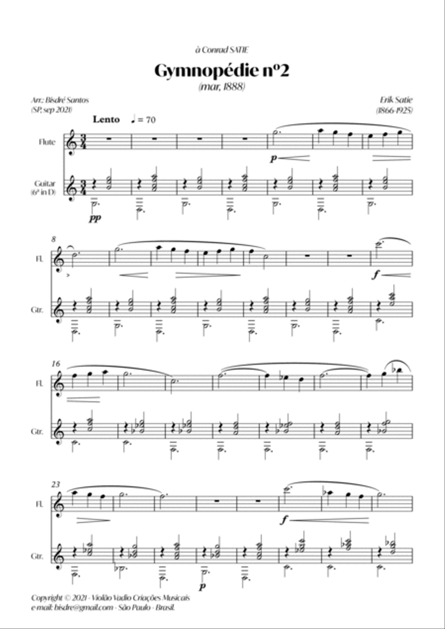 Gymnopedie 1, 2 and 3 - guitar and flute image number null