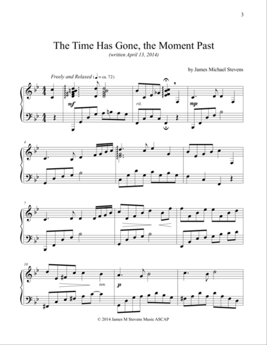 The Time Has Gone, the Moment Past Piano Solo scores gallery preview page 1