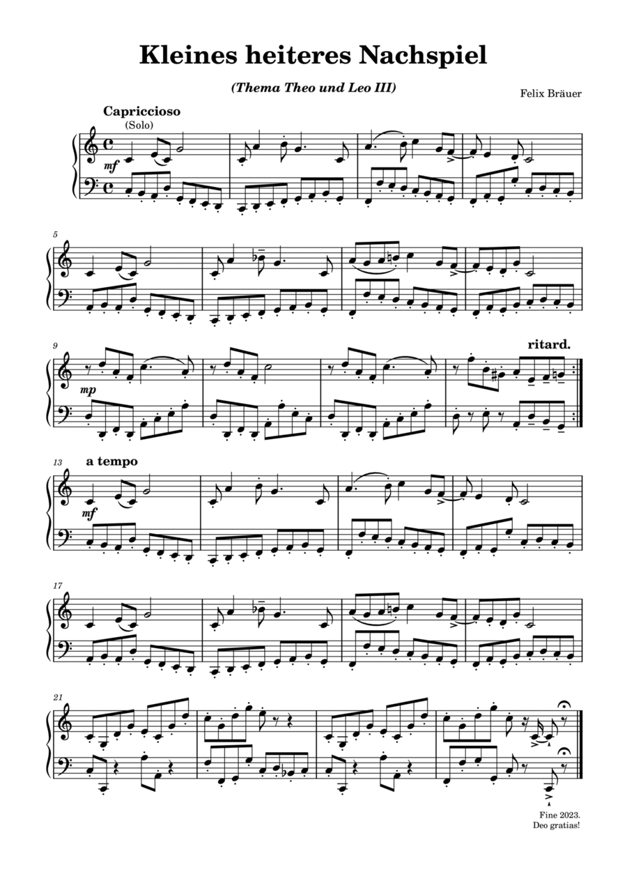 Kleines heiteres Nachspiel (Thema Theo und Leo III) Organ Solo scores gallery preview page 1