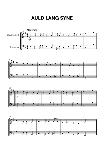 Traditional - Auld Lang Syne for Clarinet and Trombone image number null