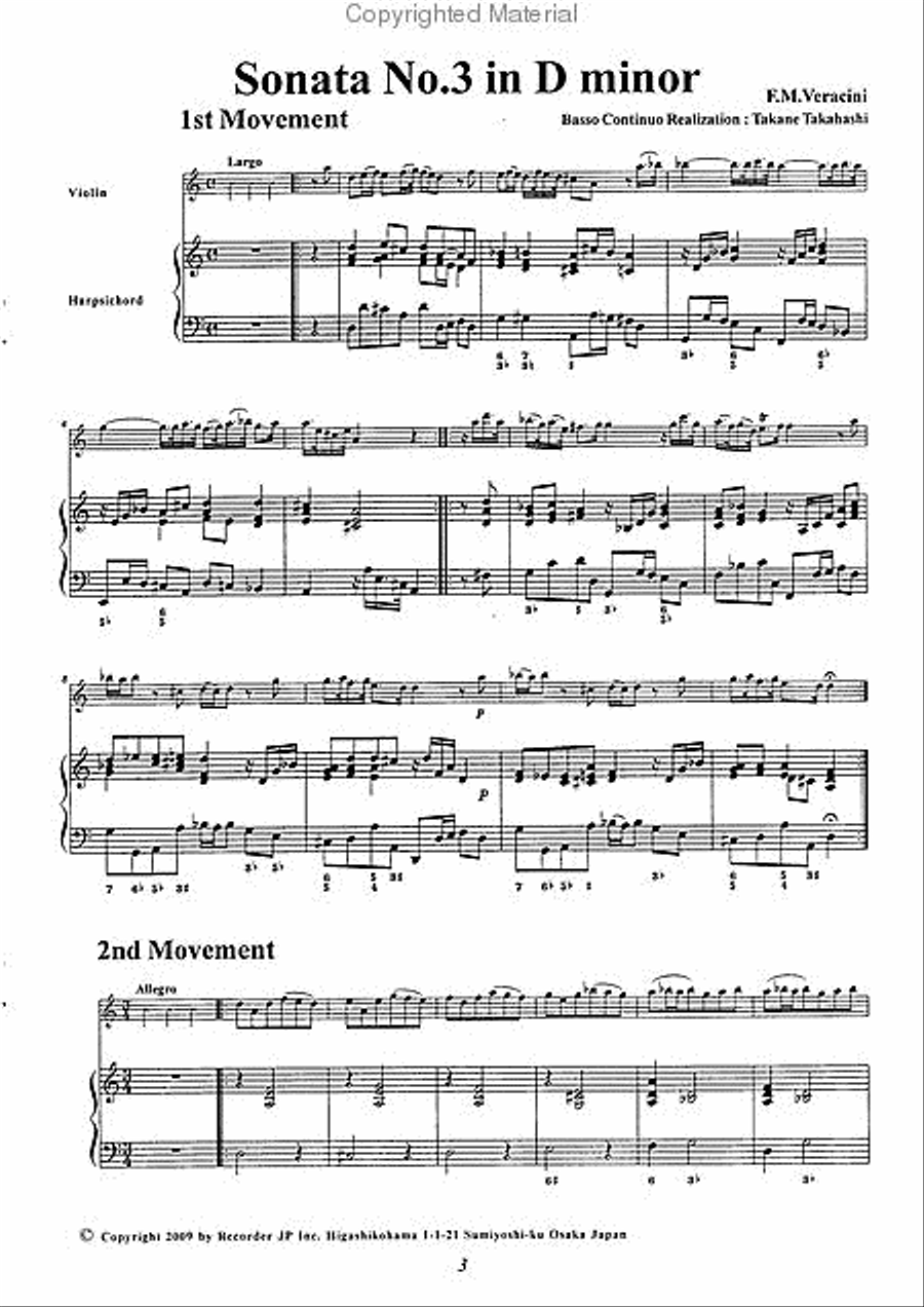 Sonata No. 3 in D minor Violin scores gallery preview page 3