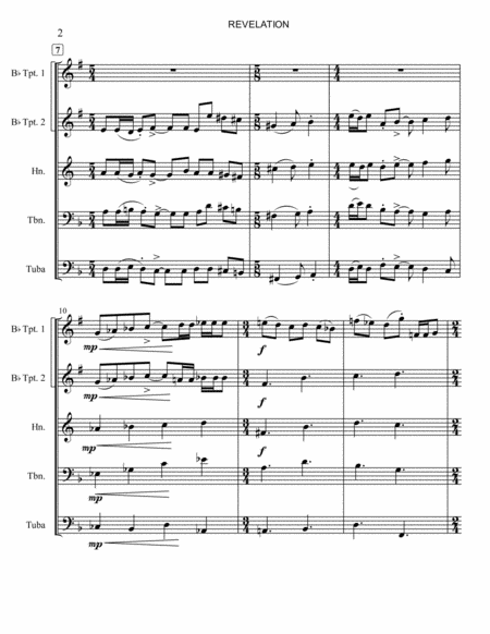 REVELATION FOR BRASS QUINTET (Arr. of Revelation for Solo Trumpet and Piano) SCORE ONLY image number null
