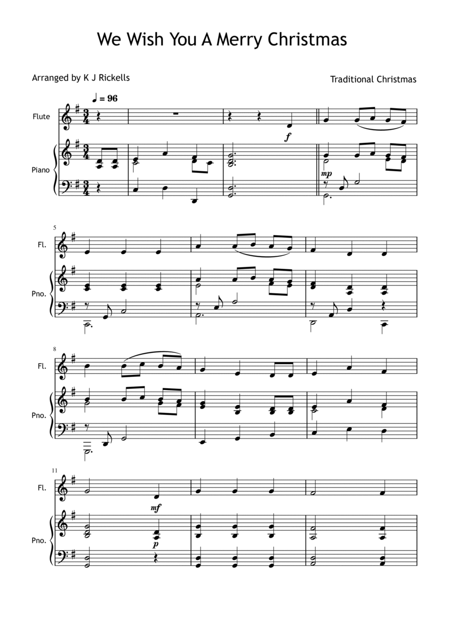 We Wish You A Merry Christmas - Flute Flute Solo scores gallery preview page 1