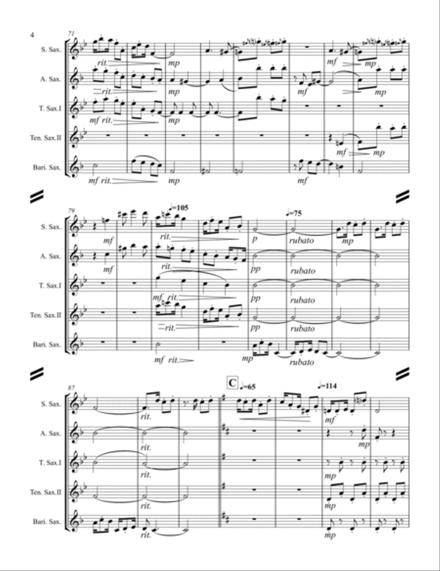 Debussy – Golliwog’s Cakewalk from Children’s Corner (for Saxophone Quintet SATTB) Saxophone Quintet scores gallery preview page 5