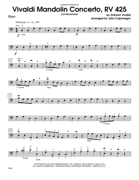 Vivaldi Mandolin Concerto, RV 425 (1st Movement) - Bass