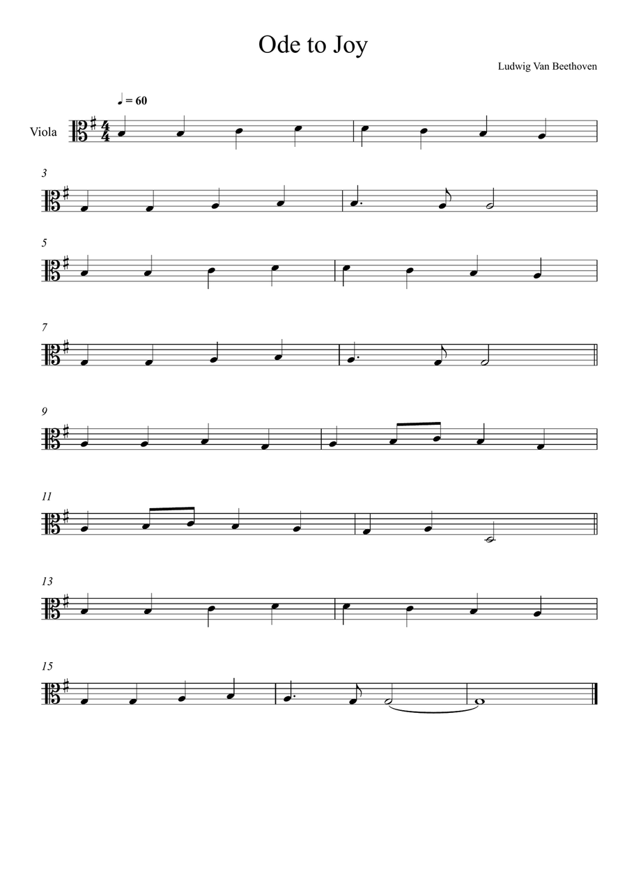 Beethoven Ode to Joy Viola Solo Very Easy Version
