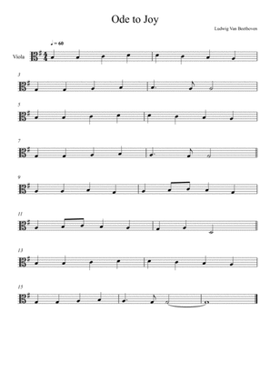 Beethoven - Ode to Joy (Viola Solo) Very Easy Version