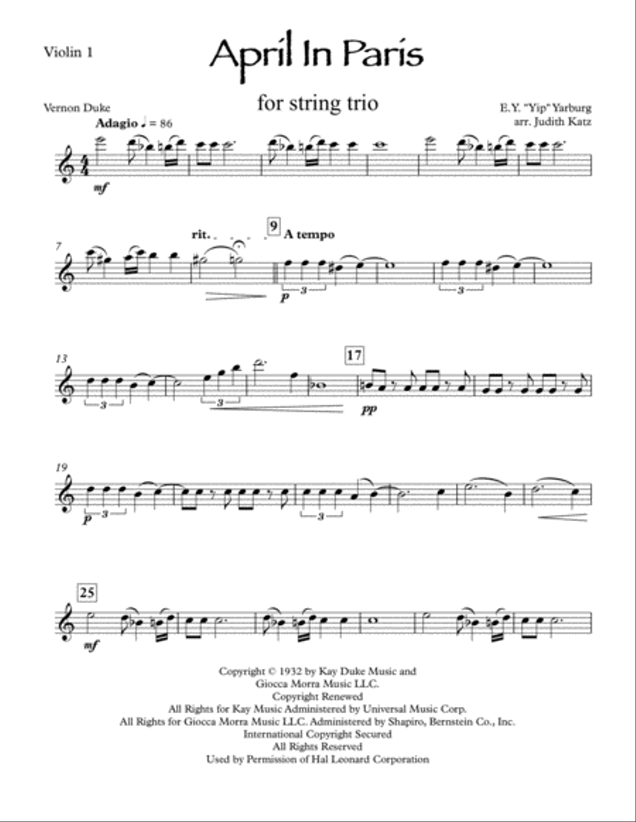 April In Paris String Trio scores gallery preview page 5