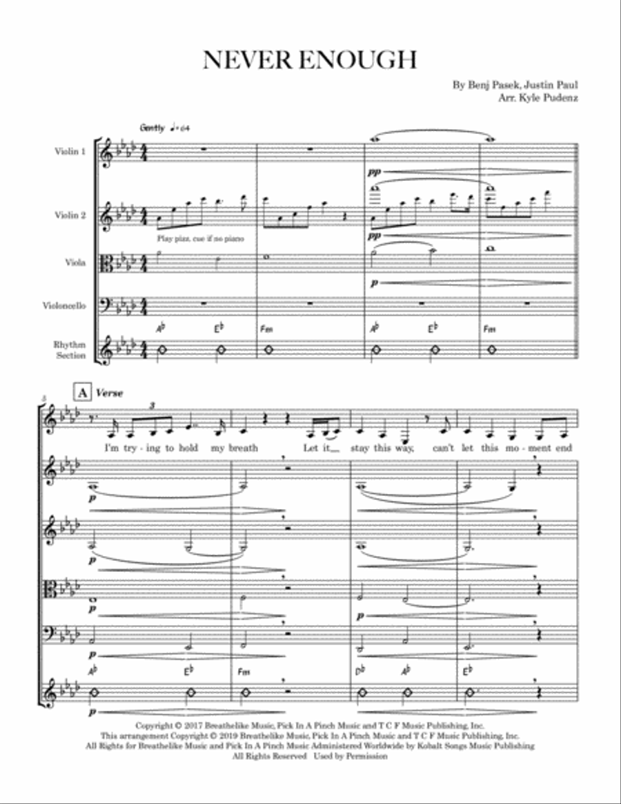 Never Enough String Quartet scores gallery preview page 1
