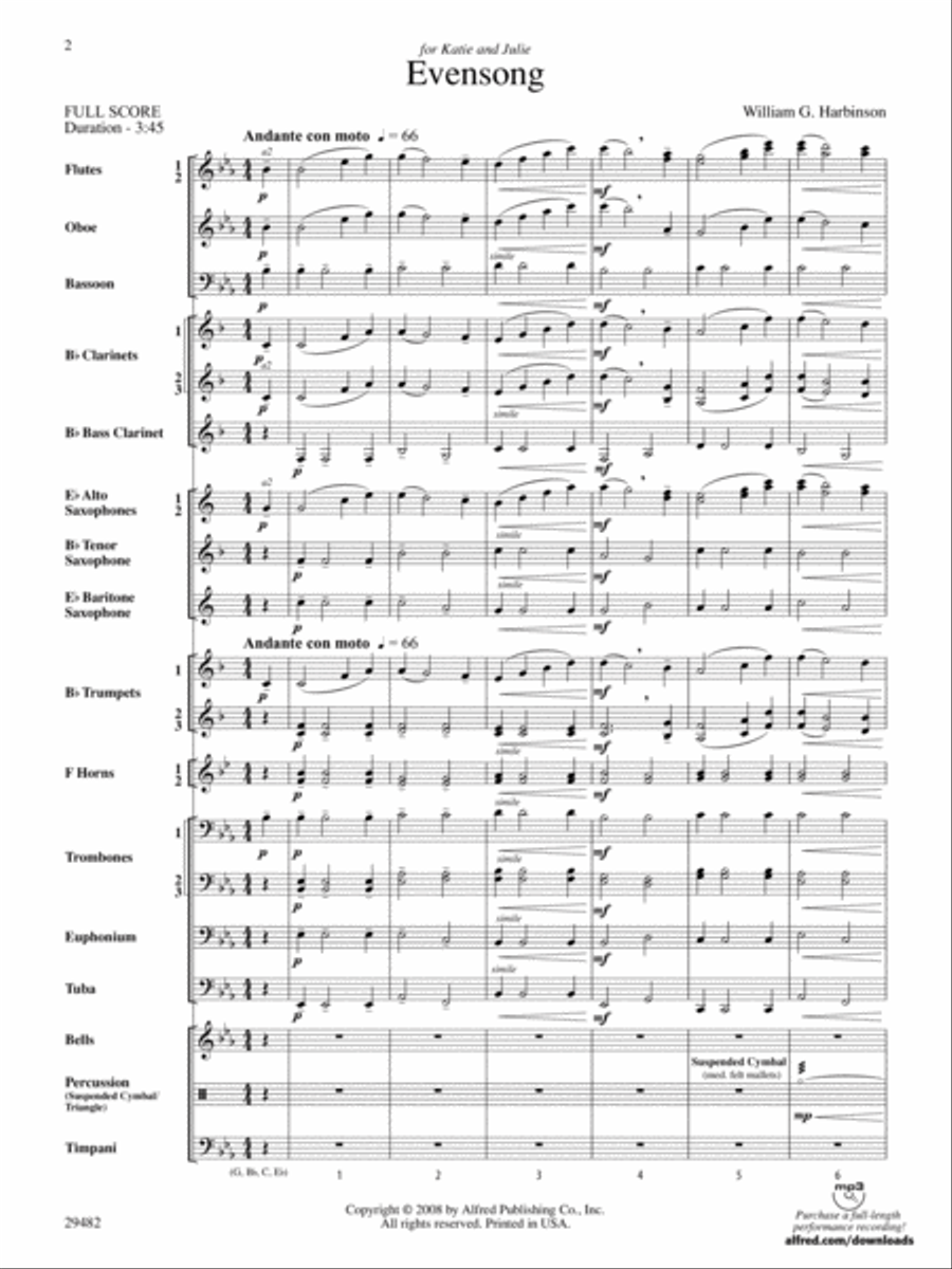 Evensong: Score Evensong: Score Concert Band scores gallery preview page 2