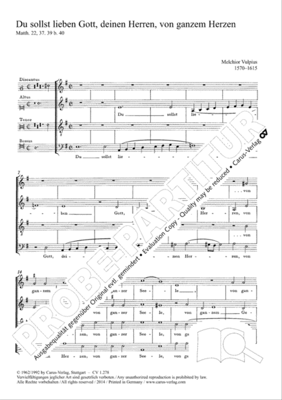 Du sollst lieben Gott, deinen Herren, von ganzem Herzen 4-Part scores gallery preview page 2