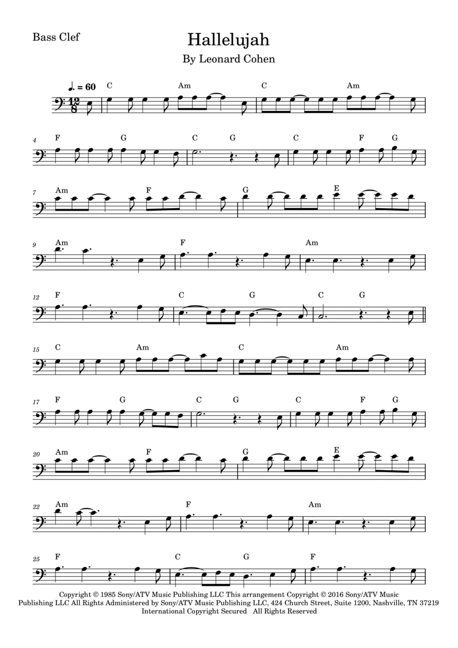 Hallelujah Trombone Solo scores gallery preview page 1