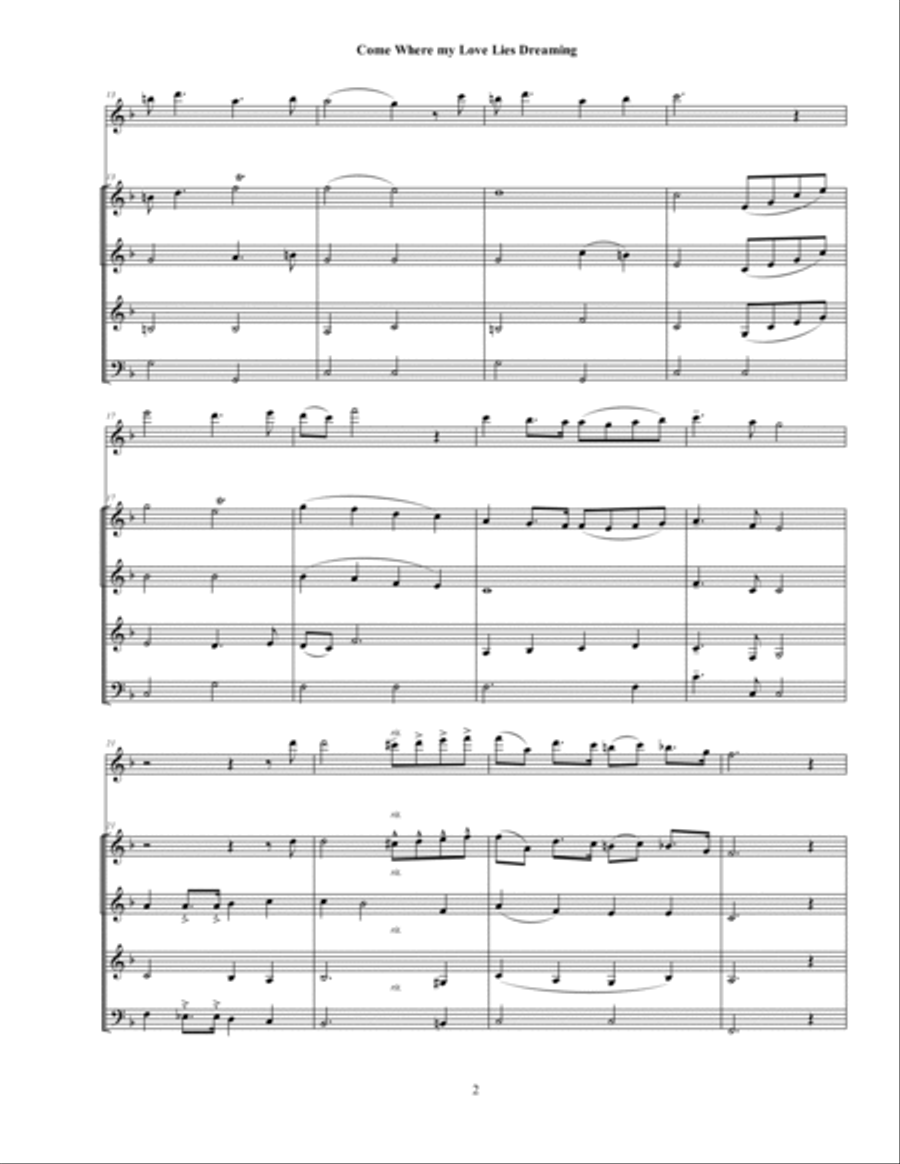 Come Where My Love Lies Dreaming Small Ensemble scores gallery preview page 2