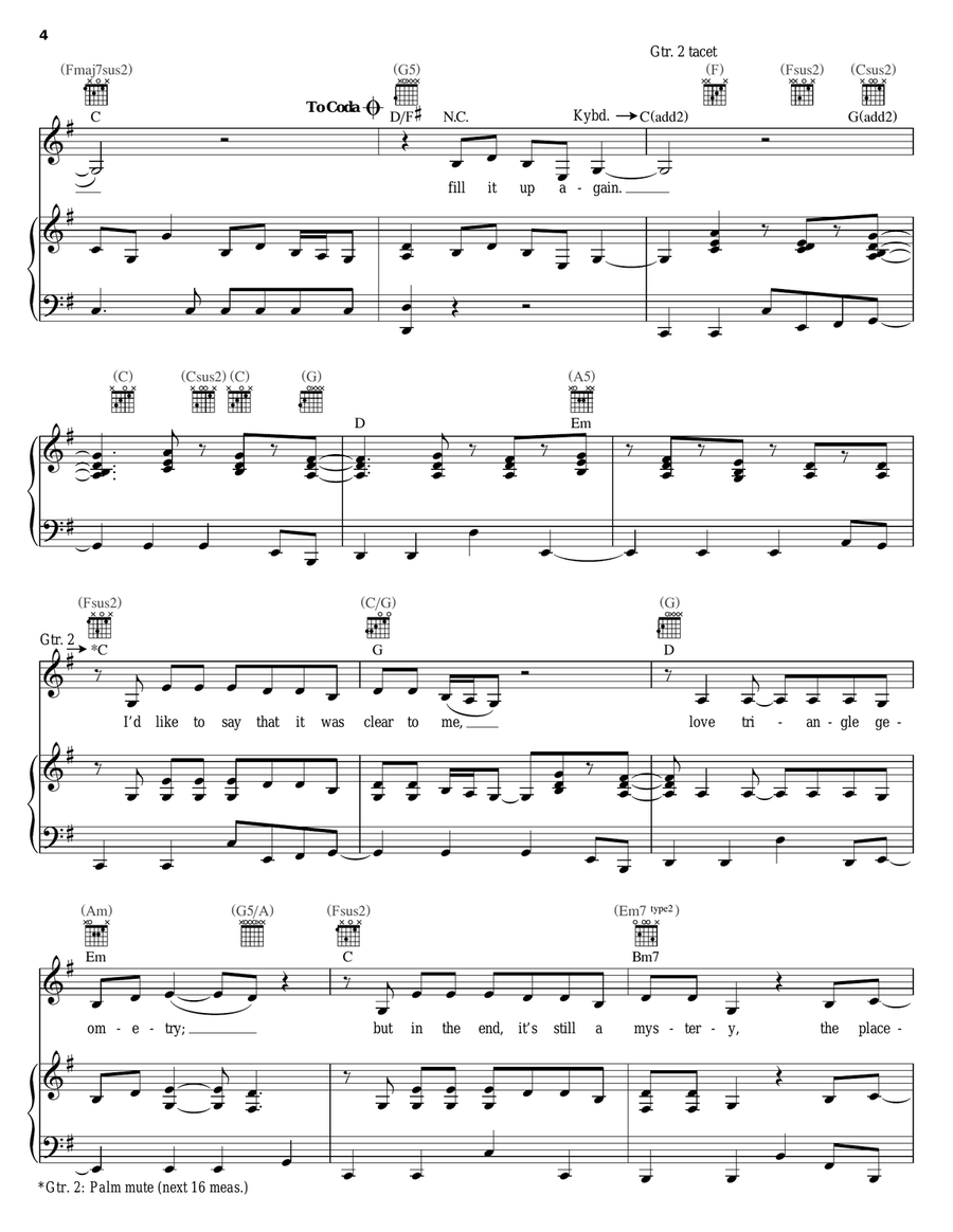 Fill It Up Again Piano, Vocal, Guitar scores gallery preview page 4