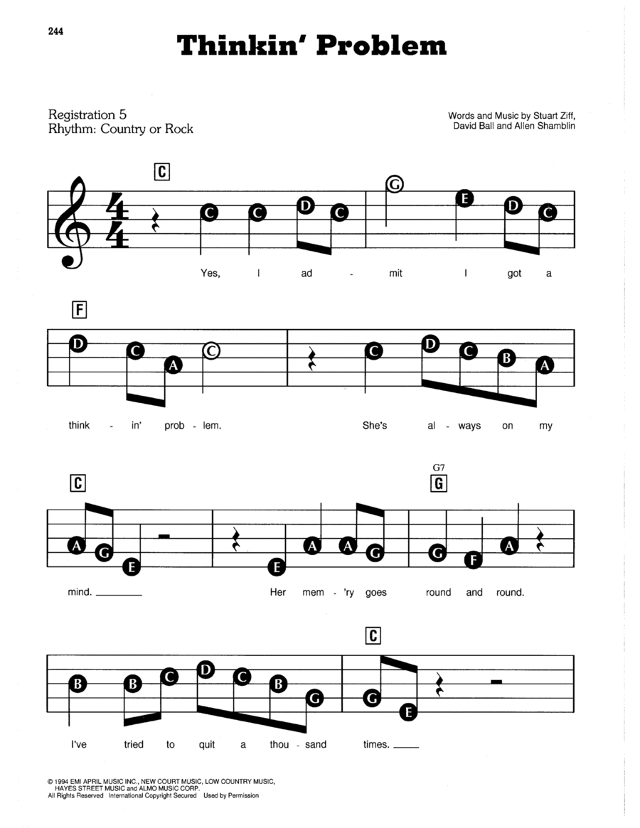 Thinkin' Problem Electronic Keyboard scores gallery preview page 1