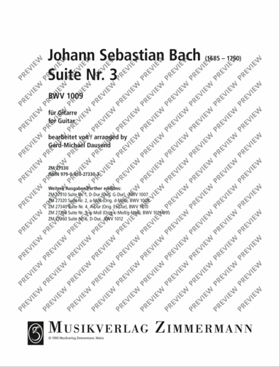 Suite No. 3 Classical Guitar scores gallery preview page 2