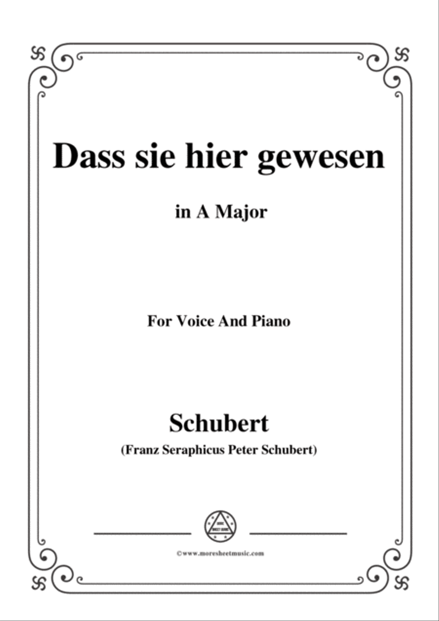 Schubert-Dass sei hier gewesen,in A Major,Op.59,No.2,for Voice and Piano Voice Solo scores gallery preview page 1