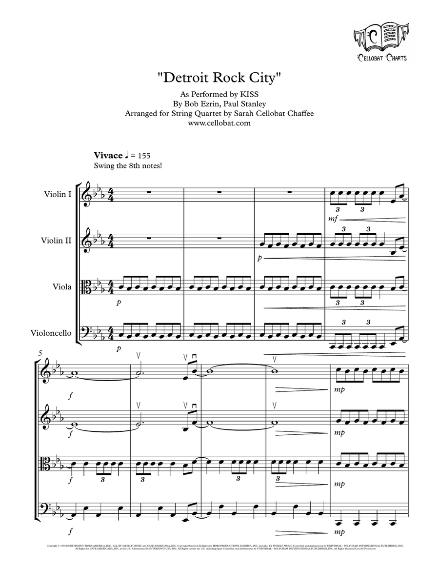 Detroit Rock City String Quartet scores gallery preview page 1