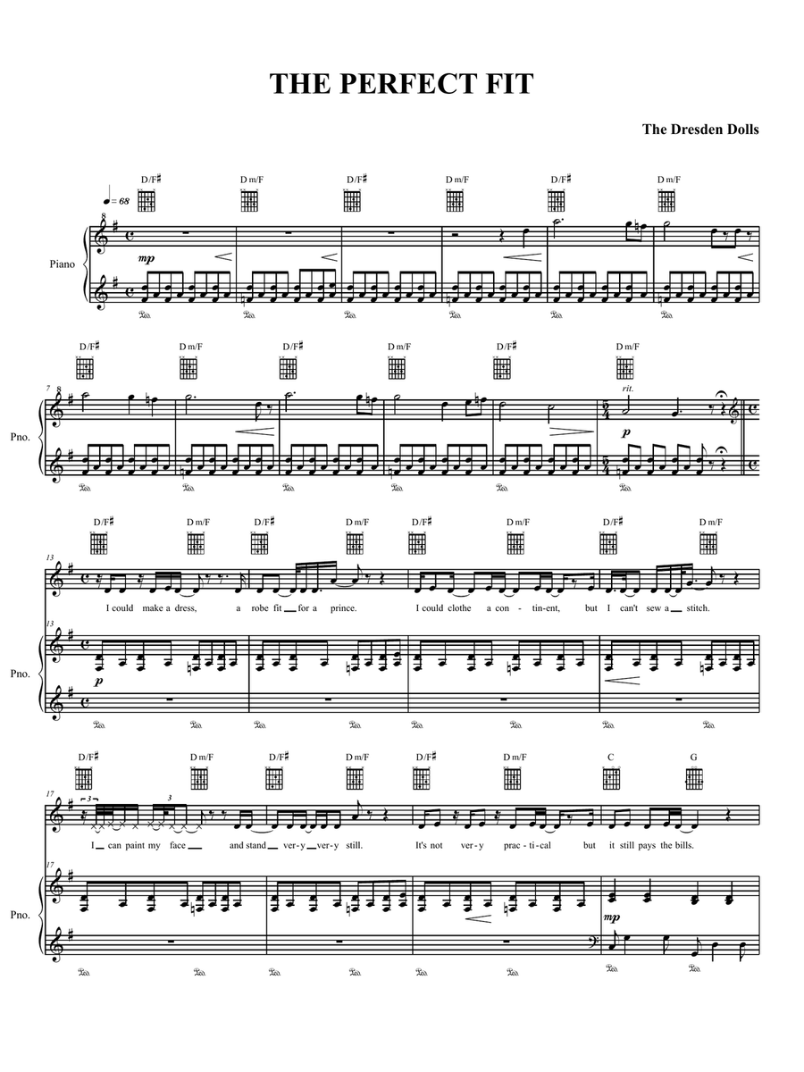 The Perfect Fit The Perfect Fit Piano, Vocal, Guitar scores gallery preview page 1