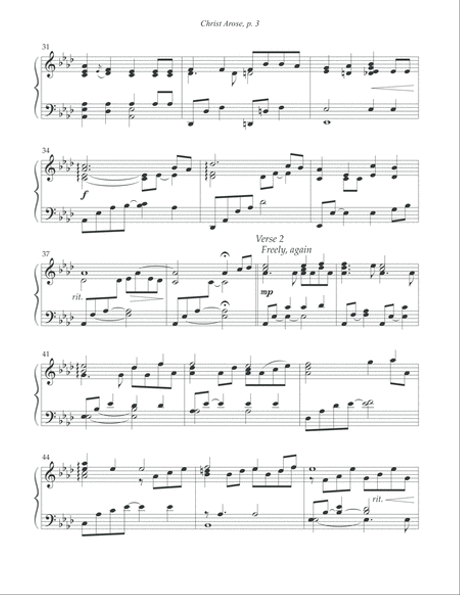 Christ Arose (Low, In The Grave He Lay) Piano Solo scores gallery preview page 4