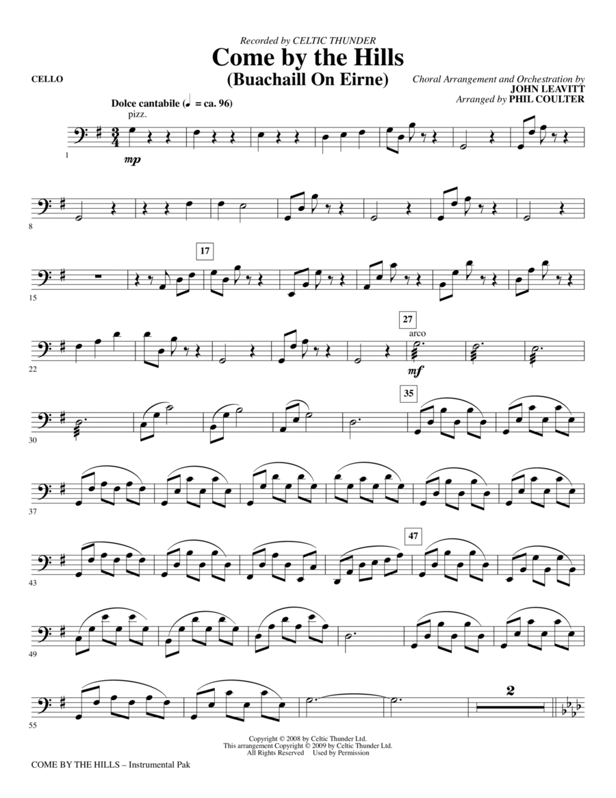 Come By The Hills (Buachaill On Eirne) - Cello Choir scores gallery preview page 1