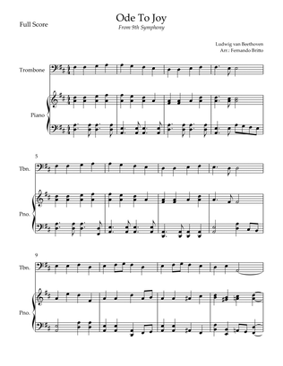 Ode To Joy Theme (from Beethoven's 9th Symphony) for Trombone Solo and Piano Accompaniment