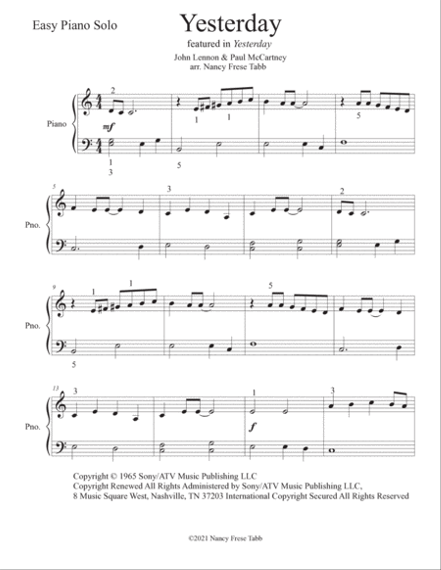 Yesterday Yesterday Piano Method scores gallery preview page 2