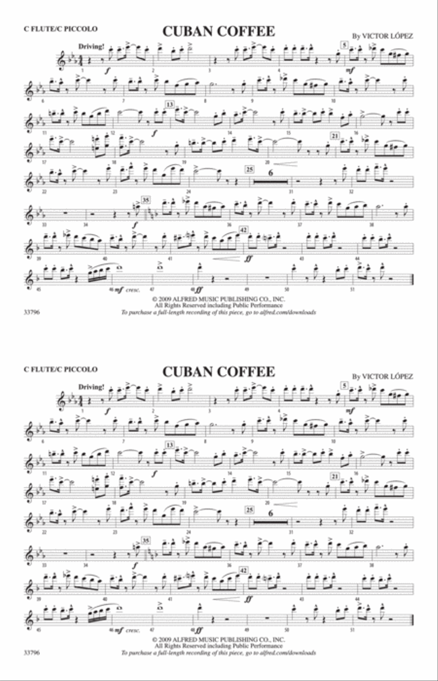Cuban Coffee: Flute Cuban Coffee: Flute Marching Band scores gallery preview page 1