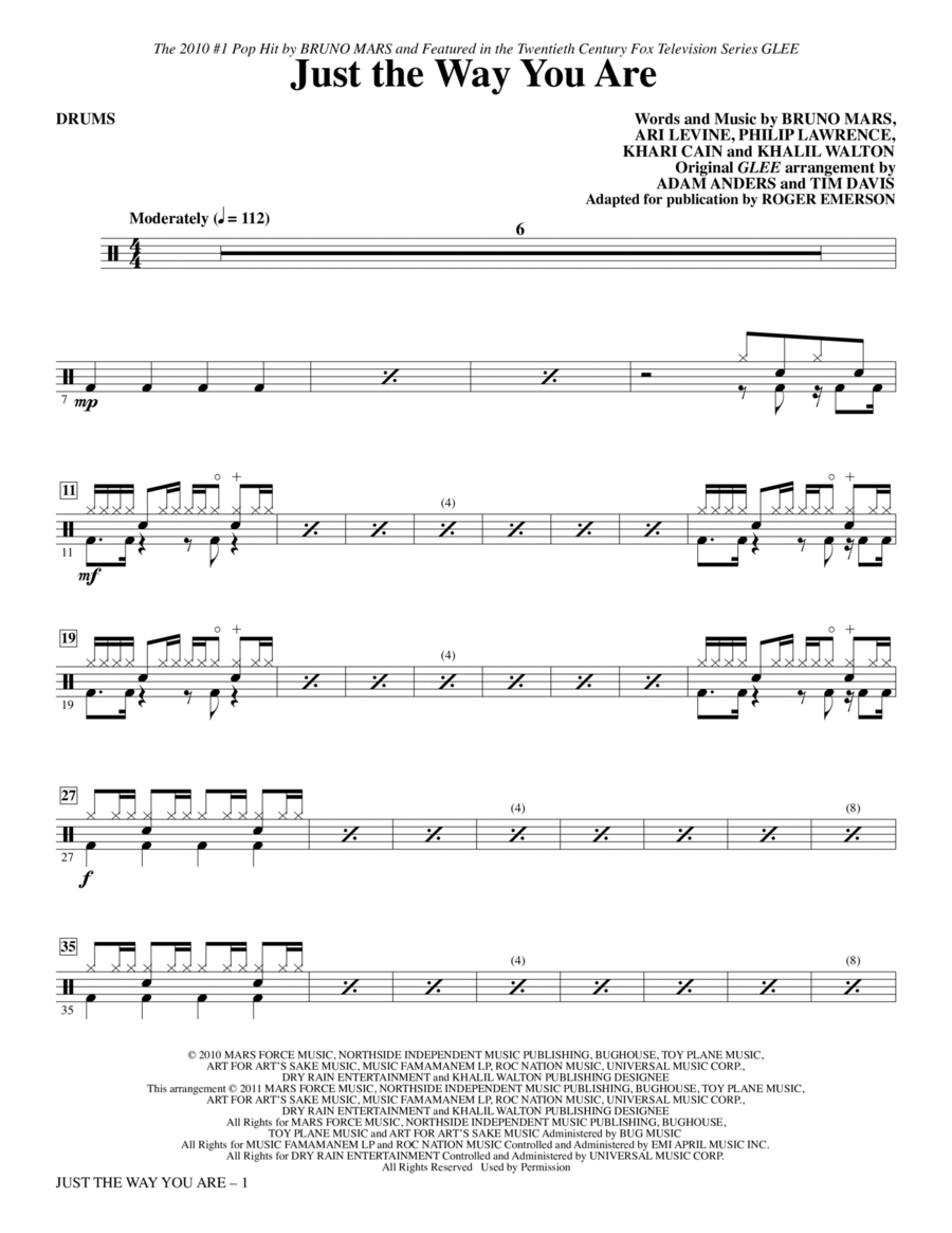 Just The Way You Are - Drums Choir scores gallery preview page 1