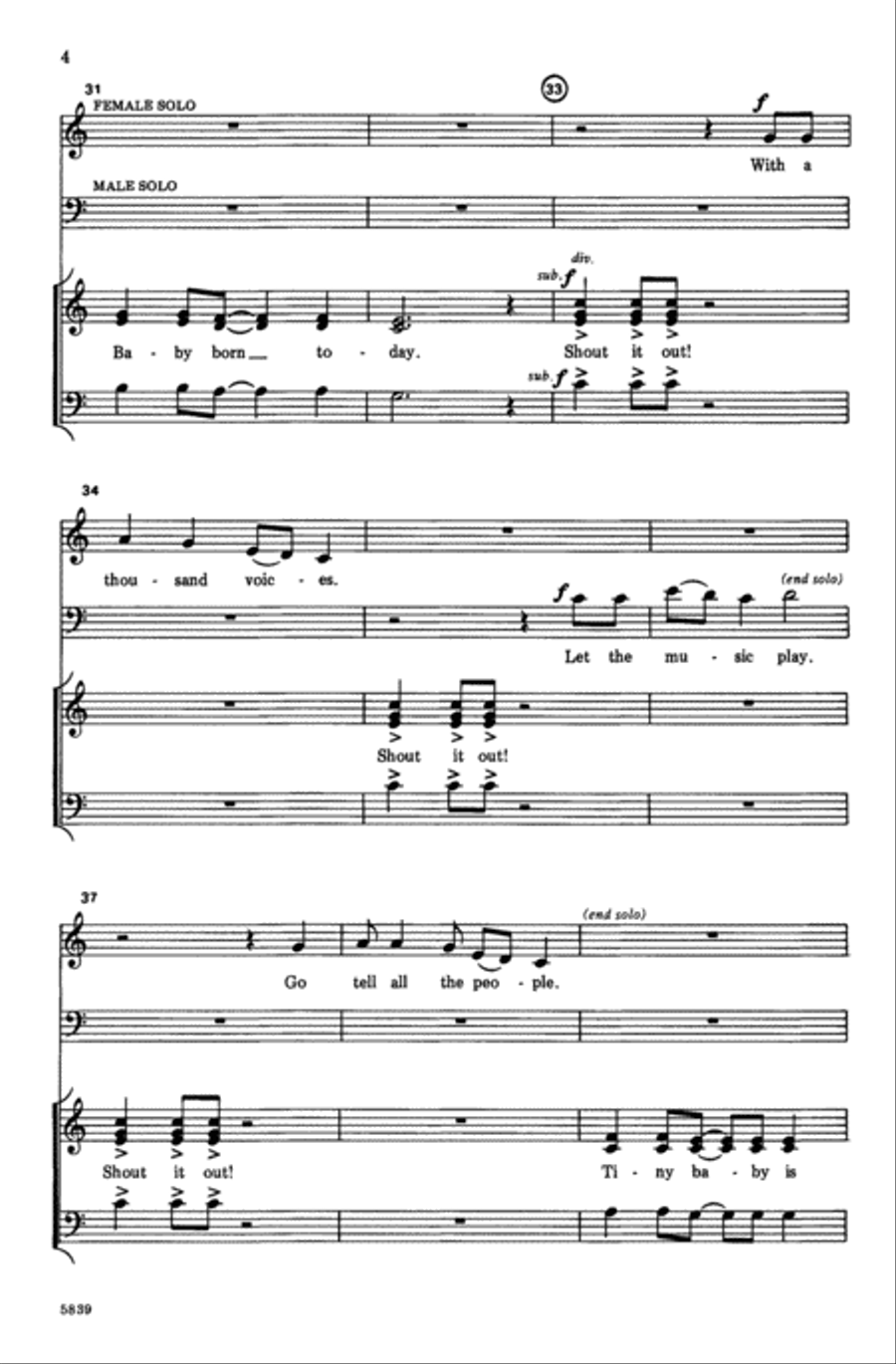 Whisper! Whisper! (Baby Born Today) 3-Part scores gallery preview page 4