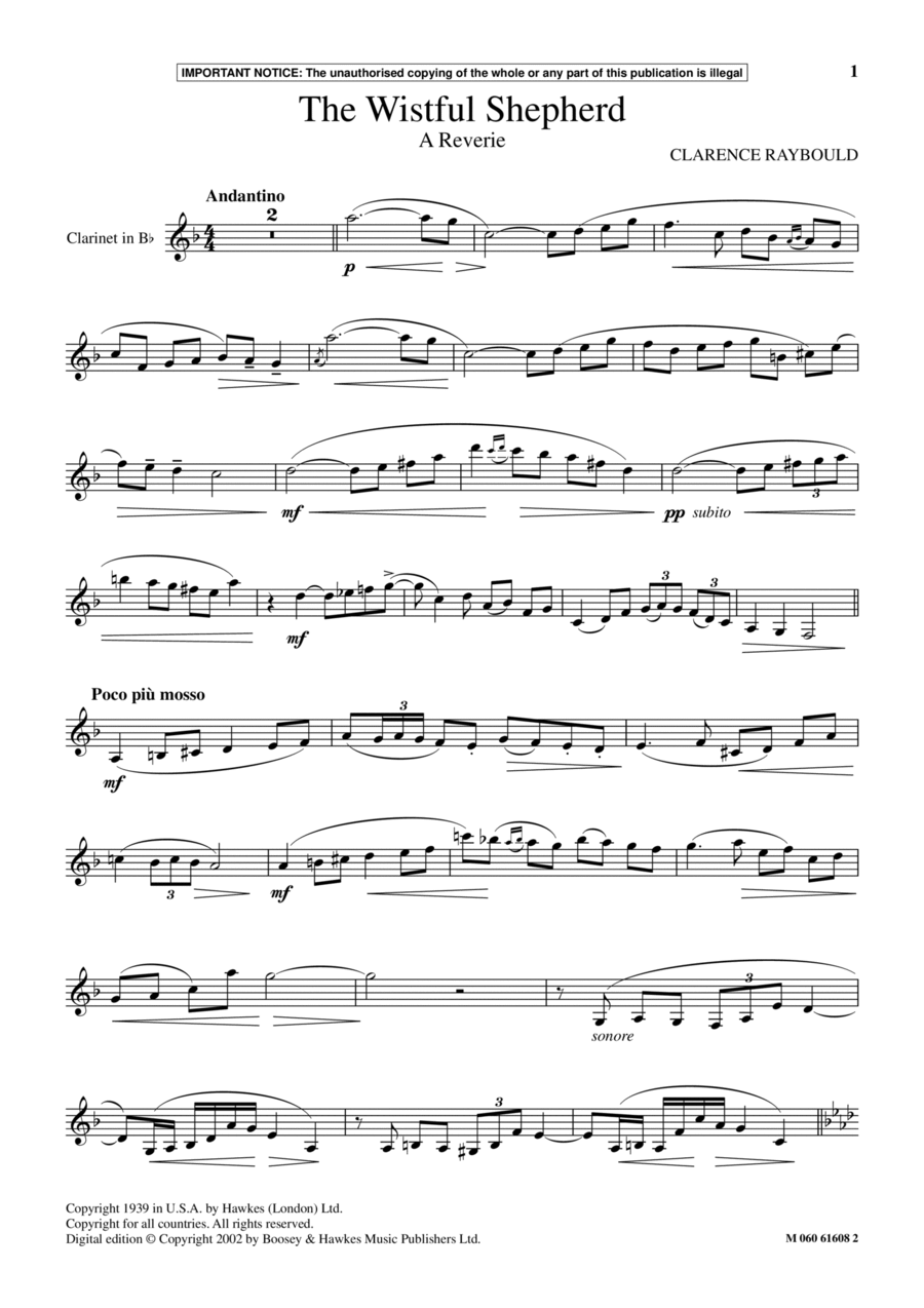 The Wistful Shepherd (A Reverie) School and Community scores gallery preview page 1