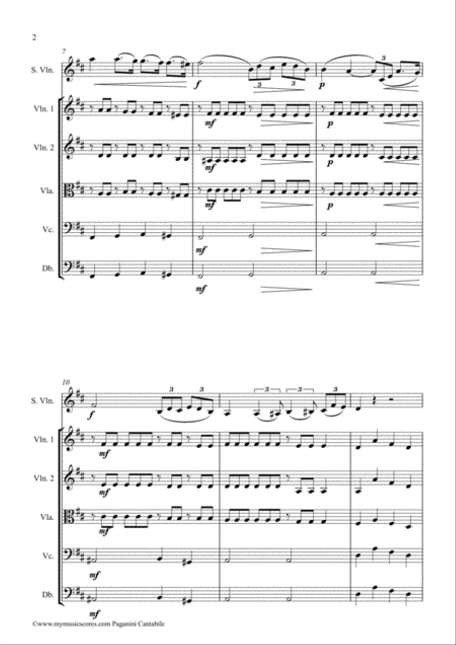 Paganini Cantabile for Violin and String Orchestra String Orchestra scores gallery preview page 3
