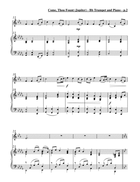 Come, Thou Fount of Every Blessing (Jupiter) - Solo Trumpet in Bb & Piano image number null