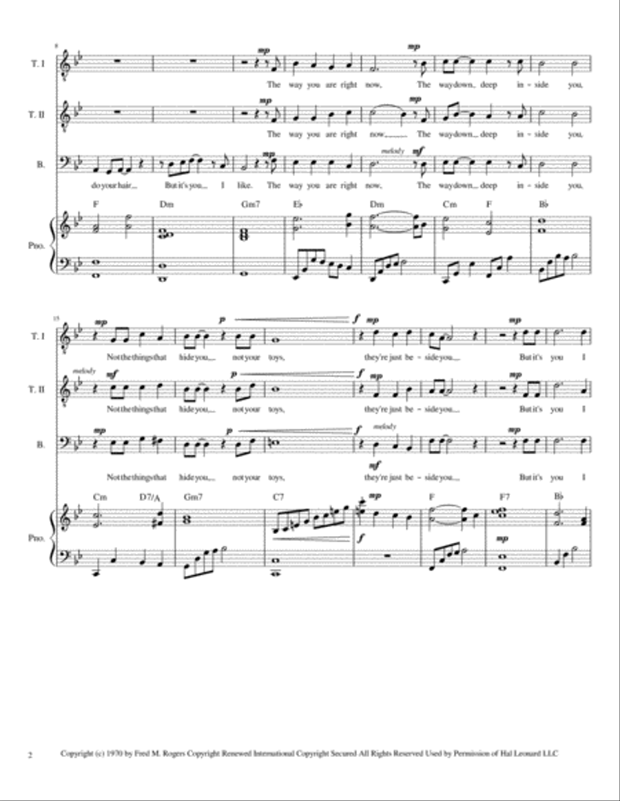 It's You I Like from MISTER ROGERS' NEIGHBORHOOD 3-Part scores gallery preview page 3
