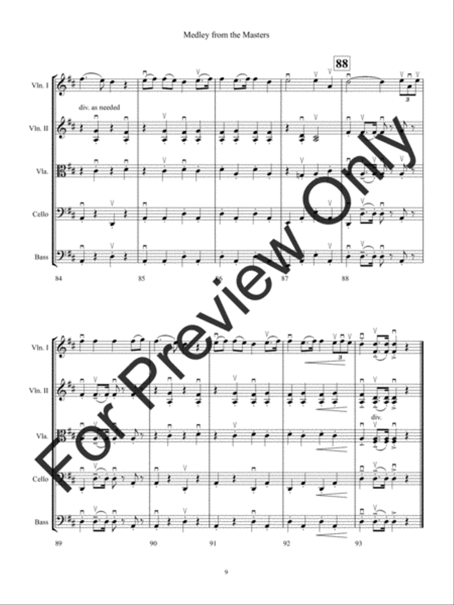 Medley from the Masters (Score) String Orchestra scores gallery preview page 12