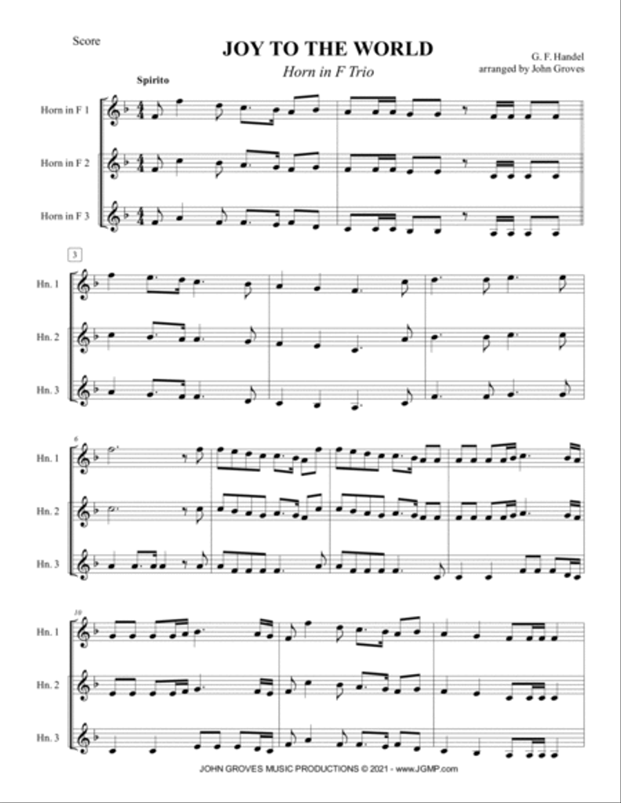 Joy To The World - French Horn Trio Brass Trio scores gallery preview page 2