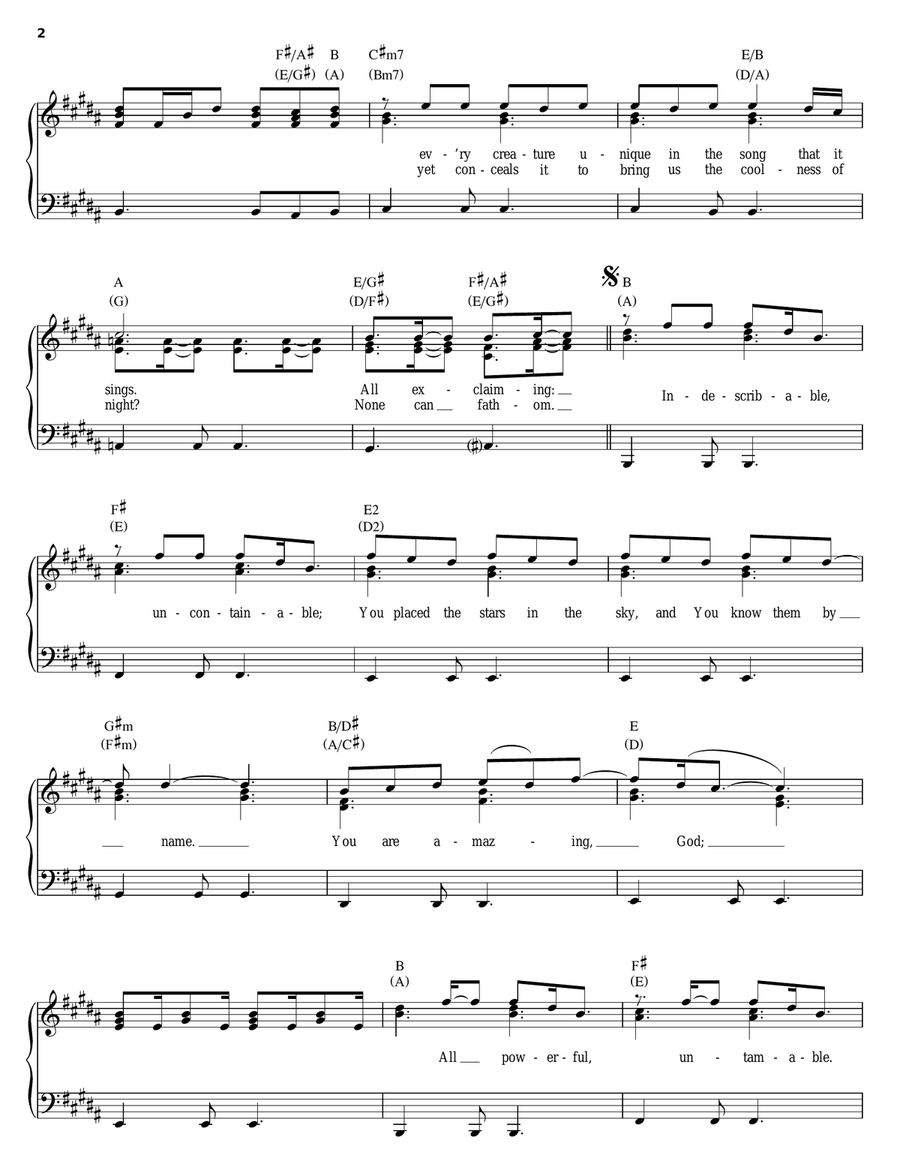 Indescribable Piano, Vocal, Guitar scores gallery preview page 2