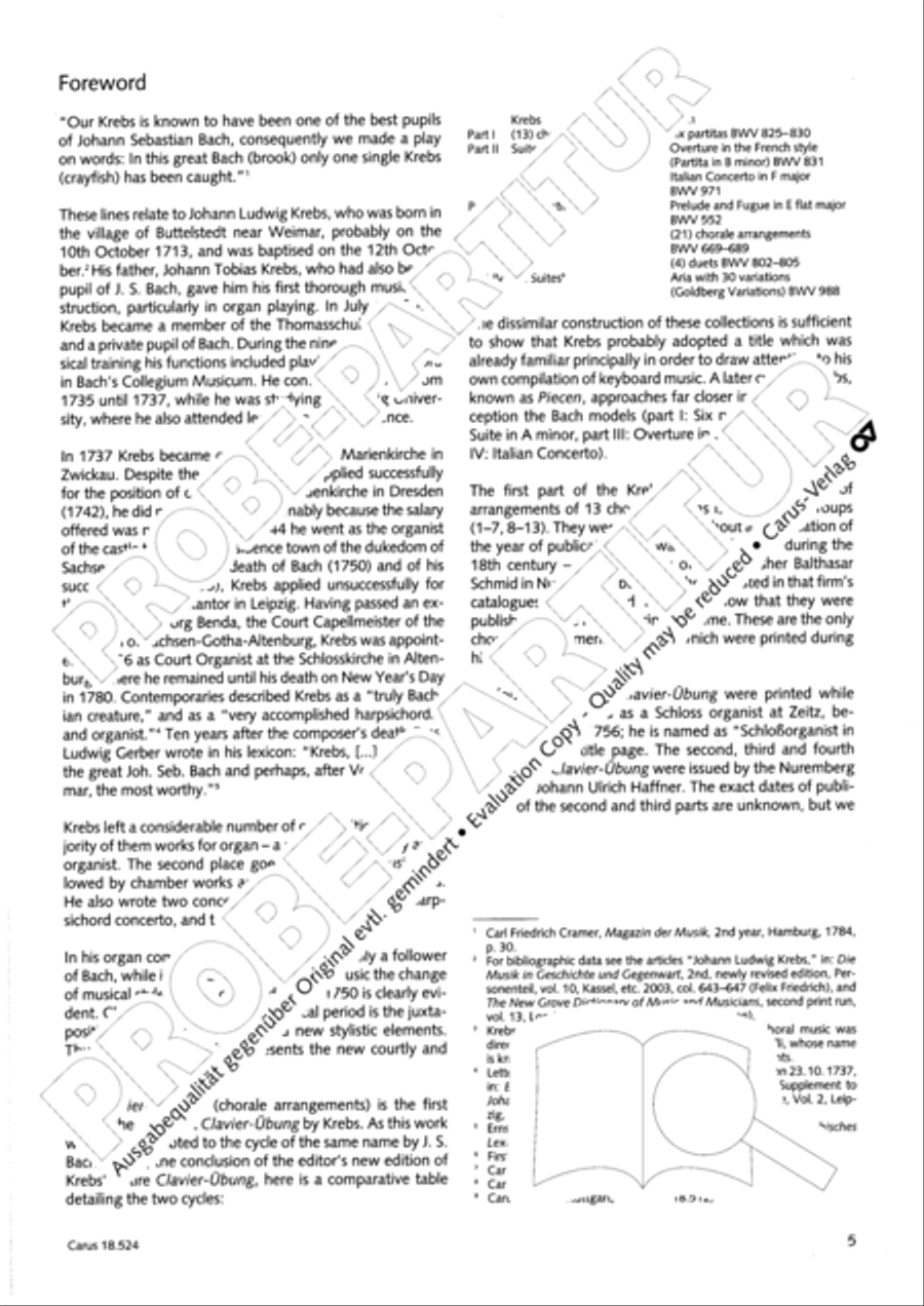 Chorale arrangements. First part of the Clavier-Ubung