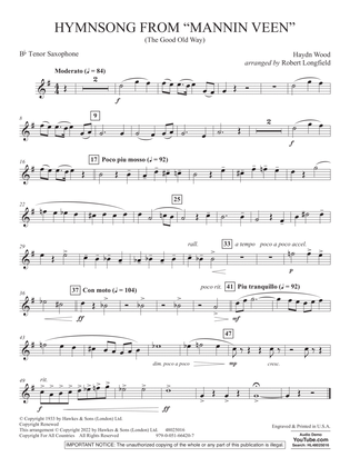Hymnsong from "Mannin Veen" (arr. Robert Longfield) - Bb Tenor Saxophone
