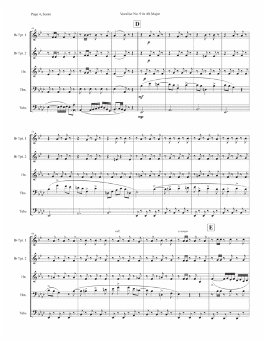 Vocalise No. 9 in Ab Major from 12 Vocalises for Mezzo Soprano Horn scores gallery preview page 4