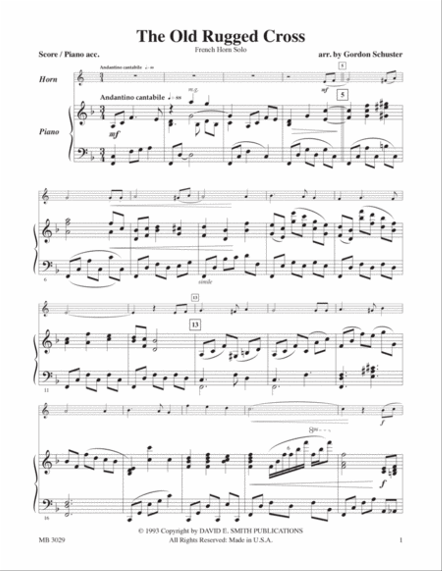 The Old Rugged Cross Horn Solo scores gallery preview page 2