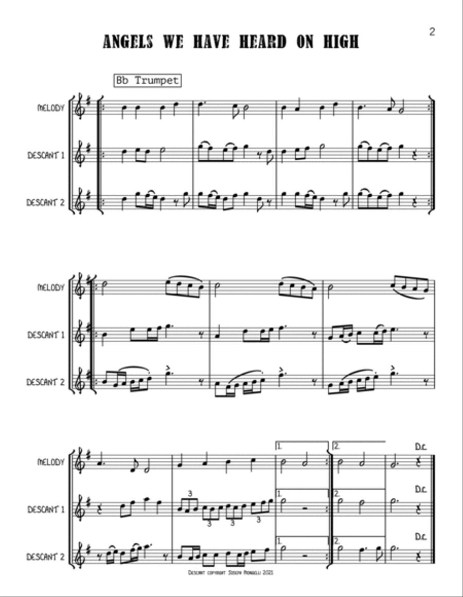 25 Original Descants for 13 Christmas Carols C Trumpet scores gallery preview page 4